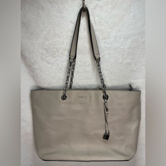 Michael Kors Leather Tote with Chain Straps - Picture 1 of 13